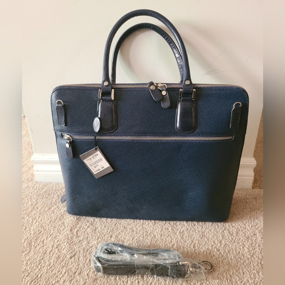 BNWT - The Trend - Women's Real Leather Navy Handbag Briefcase